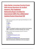 State Barber Licensing Practical Exam With Actual Questions & Verified Answers&comma; Plus Explained Rationales&sol;Expert Verified For Guaranteed 100&percnt; Pass 2026&sol;Latest Update&sol;Instant Download Pdf