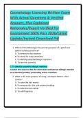 Cosmetology Licensing Written Exam With Actual Questions & Verified Answers&comma; Plus Explained Rationales&sol;Expert Verified For Guaranteed 100&percnt; Pass 2026&sol;Latest Update&sol;Instant Download Pdf