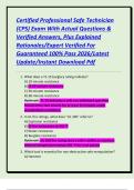 Certified Professional Safe Technician &lpar;CPS&rpar; Exam With Actual Questions & Verified Answers&comma; Plus Explained Rationales&sol;Expert Verified For Guaranteed 100&percnt; Pass 2026&sol;Latest Update&sol;Instant Download Pdf