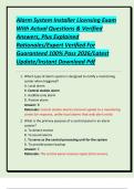 Alarm System Installer Licensing Exam With Actual Questions & Verified Answers&comma; Plus Explained Rationales&sol;Expert Verified For Guaranteed 100&percnt; Pass 2026&sol;Latest Update&sol;Instant Download Pdf