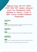 Midterm Exam&colon; NR 572&sol; NR572 &lpar;NEW 2026&sol; 2027 Update&rpar; Advanced Acute Care Management Guide&vert; Questions & Answers &vert; Grade A&vert; 100&percnt; Correct &lpar;Verified Solutions&rpar;-Chamberlain
