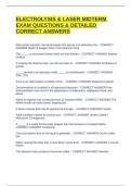 ELECTROLYSIS & LASER MIDTERM EXAM QUESTIONS & DETAILED CORRECT ANSWERS