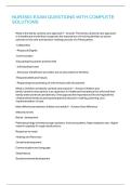 NUR3503 EXAM QUESTIONS WITH COMPLETE SOLUTIONS