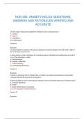 NUR 350- ANXIETY NCLEX QUESTIONS&comma; ANSWERS AND RATIONALES VERIFIED AND ACCURATE &period;