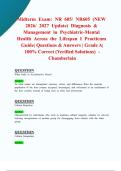 Midterm Exam&colon; NR 605&sol; NR605 &lpar;NEW 2026&sol; 2027 Update&rpar; Diagnosis & Management in Psychiatric-Mental Health Across the Lifespan I Practicum Guide&vert; Questions & Answers &vert; Grade A&vert; 100&percnt; Correct &lpar;Verified Solutions&rpar;-Chamberlain