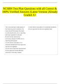 NCSBN Test Plan Questions with all Correct & 100&percnt; Verified Answers &vert;Latest Version &vert;Already Graded A&plus; 
