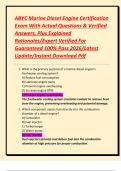 ABYC Marine Diesel Engine Certification Exam With Actual Questions & Verified Answers&comma; Plus Explained Rationales&sol;Expert Verified For Guaranteed 100&percnt; Pass 2026&sol;Latest Update&sol;Instant Download Pdf