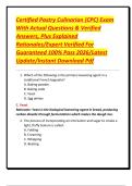 Certified Pastry Culinarian &lpar;CPC&rpar; Exam With Actual Questions & Verified Answers&comma; Plus Explained Rationales&sol;Expert Verified For Guaranteed 100&percnt; Pass 2026&sol;Latest Update&sol;Instant Download Pdf