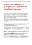 NGN Mental Health HESI Exams 2025&sol;2026 &lpar;Version A & B&rpar; with Actual Exam Questions and Correct Answers with Rationales &vert; Graded A&plus;