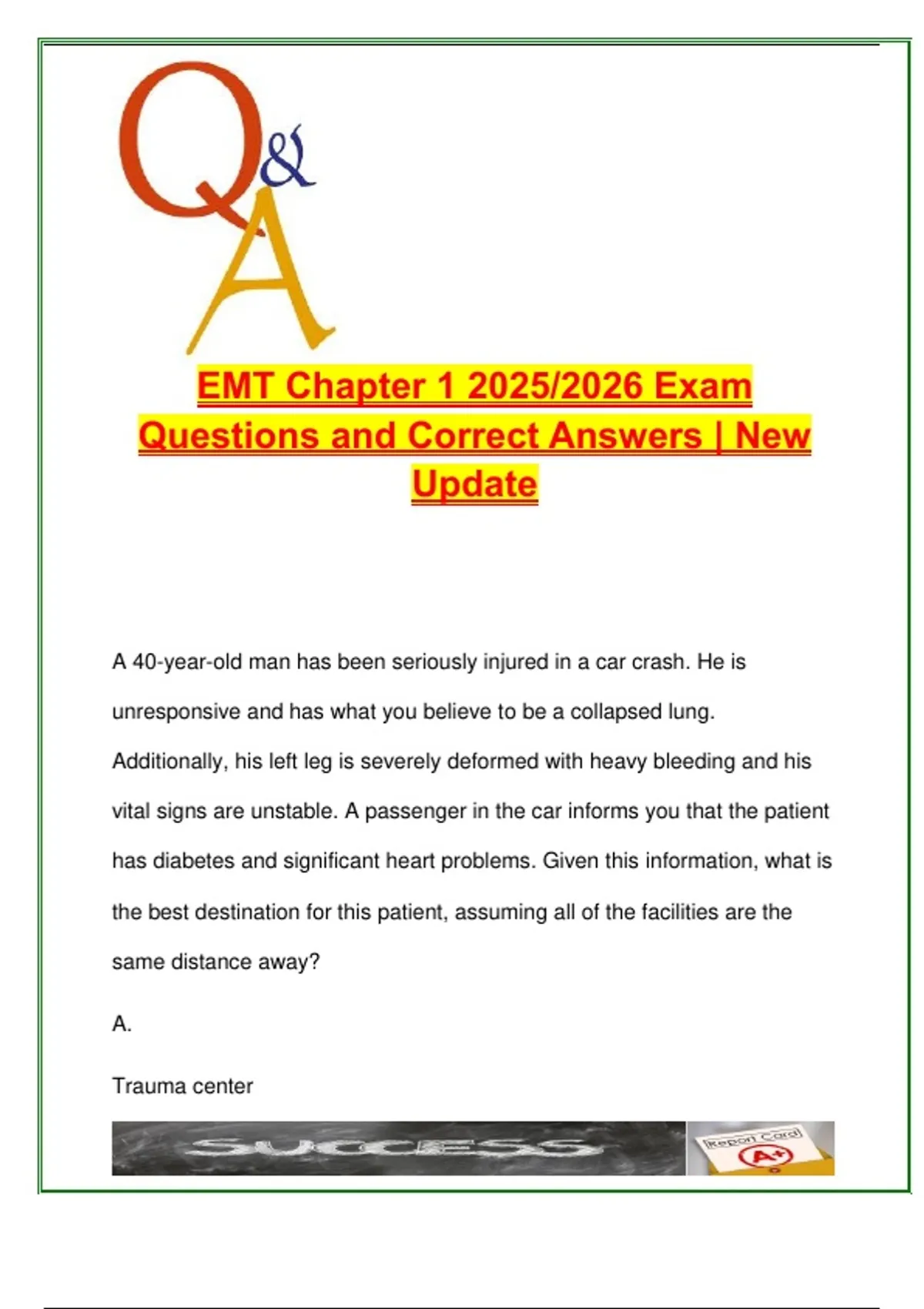EMT Chapter 1 Review 2025/2026 | EMSP 1501 | 60+ Exam Questions | EMS ...