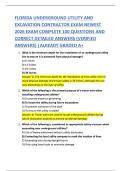 Florida Underground Utility & Excavation Contractor Exam &vert; Verified Questions & Answers &vert; 2026&sol;2027 Latest Version