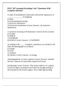 PSYC 387 Learning Psychology Unit 7 Questions With Complete Solutions