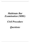 Multistate Bar Examination &lpar;MBE&rpar; &ndash; Civil Procedure &vert; Verified Questions & Answers &vert; 2026&sol;2027 Latest Version