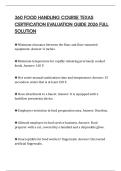 360 FOOD HANDLING COURSE TEXAS CERTIFICATION EVALUATION GUIDE 2026 FULL SOLUTION