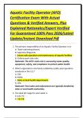 Aquatic Facility Operator &lpar;AFO&rpar; Certification Exam With Actual Questions & Verified Answers&comma; Plus Explained Rationales&sol;Expert Verified For Guaranteed 100&percnt; Pass 2026&sol;Latest Update&sol;Instant Download Pdf