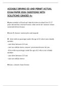 ACEABLE DRIVING ED AND PERMIT ACTUAL EXAM PAPER 2026 QUESTIONS WITH SOLUTION