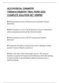 ACS PHYSICAL CHEMISTRY THERMOCHEMISTRY FINAL PAPER 2026 COMPLETE SOLUTION SET VERIFIED