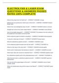 ELECTROLYSIS & LASER EXAM QUESTIONS & ANSWERS PASSED RATED 100&percnt; COMPLETE