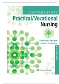 TEST BANK FOR Contemporary Practical&sol;Vocational Nursing 9th Edition by Corinne Kurzen&comma; Anna LaVon Barrett ISBN&colon; 978-1975136215 COMPLETE GUIDE ALL CHAPTERS COVERED WITH RATIONALES 100&percnt; VERIFIED A&plus; GRADE ASSURED&excl;&excl;&excl;&excl;&excl;NEW LATEST UPDATE&excl;&excl;&excl;&excl;&excl;