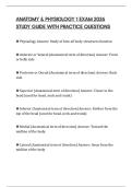 ANATOMY & PHYSIOLOGY 1 EXAM 2026 STUDY GUIDE WITH PRACTICE QUESTIONS