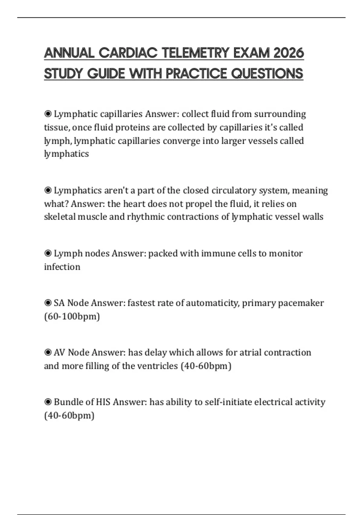ANNUAL CARDIAC TELEMETRY EXAM 2026 STUDY GUIDE WITH PRACTICE QUESTIONS ...