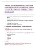 Concrete Mix Design Technician Certification  Exam Questions And Correct Answers &lpar;Verified  Answers&rpar; Plus Rationales 2026 Q&A &vert; Instant  Download Pdf