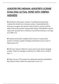 ADJUSTER PRO INDIANA ADJUSTER'S LICENSE EXAM 2026 ACTUAL PAPER WITH VERIFIED ANSWERS