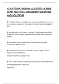 ADJUSTER PRO INDIANA ADJUSTER'S LICENSE EXAM 2026 FINAL ASSESSMENT QUESTIONS AND SOLUTIONS