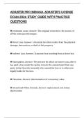 ADJUSTER PRO INDIANA ADJUSTER'S LICENSE EXAM 2026 STUDY GUIDE WITH PRACTICE QUESTIONS