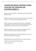 ADJUSTER PRO INDIANA ADJUSTER'S LICENSE EXAM 2026 TEST QUESTIONS AND SOLUTIONS GRADED A&plus;