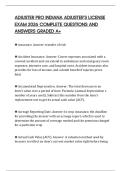 ADJUSTER PRO INDIANA ADJUSTER'S LICENSE EXAM 2026 COMPLETE QUESTIONS AND ANSWERS GRADED A&plus;