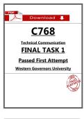 WGU C768 Final Task 1 Passed Submission &lpar;2026&rpar; &ndash; Technical Communication