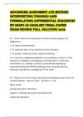 ADVANCED ASSESSMENT 4TH EDITION INTERPRETING FINDINGS AND FORMULATING DIFFERENTIAL DIAGNOSES BY MARY JO GOOLSBY FINAL PAPER EXAM REVIEW FULL SOLUTION 2026