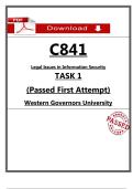 WGU C841 Task 1 Passed Submission &lpar;2026&rpar; &ndash; Legal Issues in Information Security