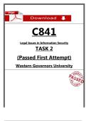 WGU C841 Task 2 Passed Submission &lpar;2026&rpar; &ndash; Legal Issues in Information Security