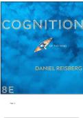 TEST BANK FOR Cognition&colon; Exploring the Science of the Mind Eighth Edition by Daniel Reisberg ISBN&colon; 9780393877403 COMPLETE GUIDE ALL CHAPTERS COVERED 100&percnt; VERIFIED A&plus; GRADE ASSURED&excl;&excl;&excl;&excl;&excl;NEW LATEST UPDATE&excl;&excl;&excl;&excl;&excl;