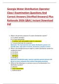 Georgia Water Distribution Operator  Class I Examination Questions And  Correct Answers &lpar;Verified Answers&rpar; Plus  Rationale 2026 Q&A&vert; Instant Download  Pdf 