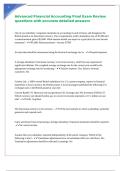 Advanced Financial Accounting Final Exam Review questions with accurate detailed answers
