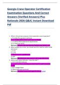 Georgia Crane Operator Certification  Examination Questions And Correct  Answers &lpar;Verified Answers&rpar; Plus  Rationale 2026 Q&A&vert; Instant Download  Pdf 