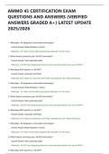 AMMO 45 CERTIFICATION EXAM  QUESTIONS AND ANSWERS &lpar;VERIFIED  ANSWERS GRADED A&plus;&rpar; LATEST UPDATE  2025&sol;2026 