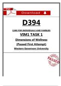 WGU D394 VIM1 Task 1 Passed Submission &lpar;2026&rpar; &ndash; Dimensions of Wellness