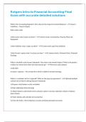 Rutgers Intro to Financial Accounting Final Exam with accurate detailed solutions