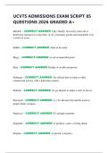 UCVTS ADMISSIONS EXAM SCRIPT 85 QUESTIONS 2026 GRADED A&plus;   Durable - CORRECT ANSWER -&lpar;adj&period;&rpar; Sturdy&comma; not easily worn out or destroyed&semi; lasting for a long time&semi; &lpar;n&period; pl&period;&rpar; consumer goods used repeatedly over a series of years&period;  Edible - CORRECT ANSWER -Able t