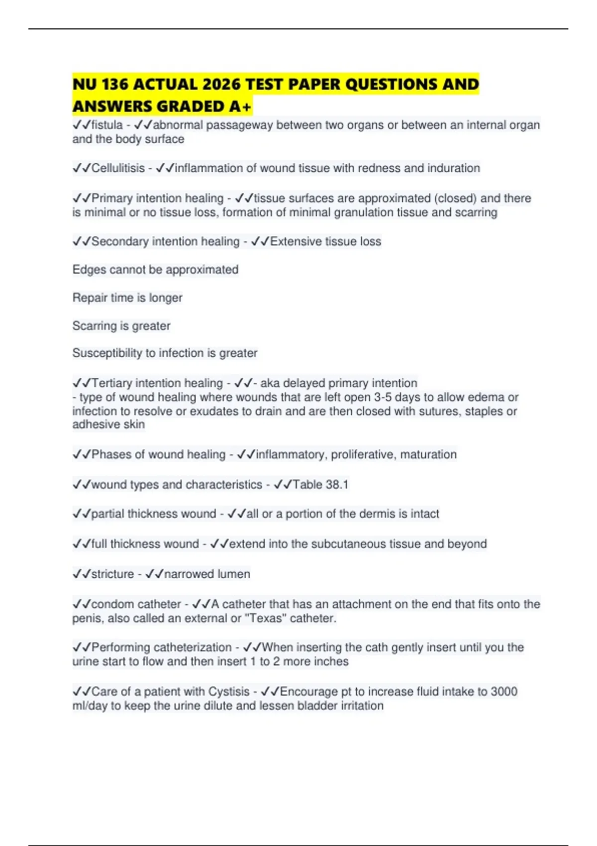 NU 136 ACTUAL 2026 TEST PAPER QUESTIONS AND ANSWERS GRADED A+ - NU 136 ...
