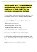 WGU D265 CRITICAL THINKING REASON AND EVIDENCE OBJECTIVE ASSESSMENT EXAM 2026 ACTUAL EXAM FULL 100 QUESTIONS AND VERIFIED ANSWERS