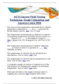 ACI Concrete Field Testing  Technician- Grade I Questions and  Answers Latest 2026