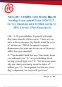 NUR 208 &sol; NUR208 HESI Mental Health Nursing Exam Actual Exam 2026&sol;2027 &vert; Fortis &vert; Questions with Verified Answers &vert; 100&percnt; Correct &vert; Pass Guaranteed