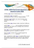 ANSC 2050 Final Exam Questions and  Answers Latest 2026 