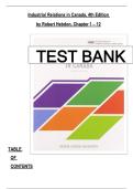 Industrial Relations in Canada&comma; 4th Edition - Hebdon Test Bank - All 12 Chapters Included