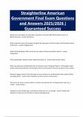 Straighterline American Government Final Exam Questions and Answers 2025&sol;2026 &vert; Guaranteed Success